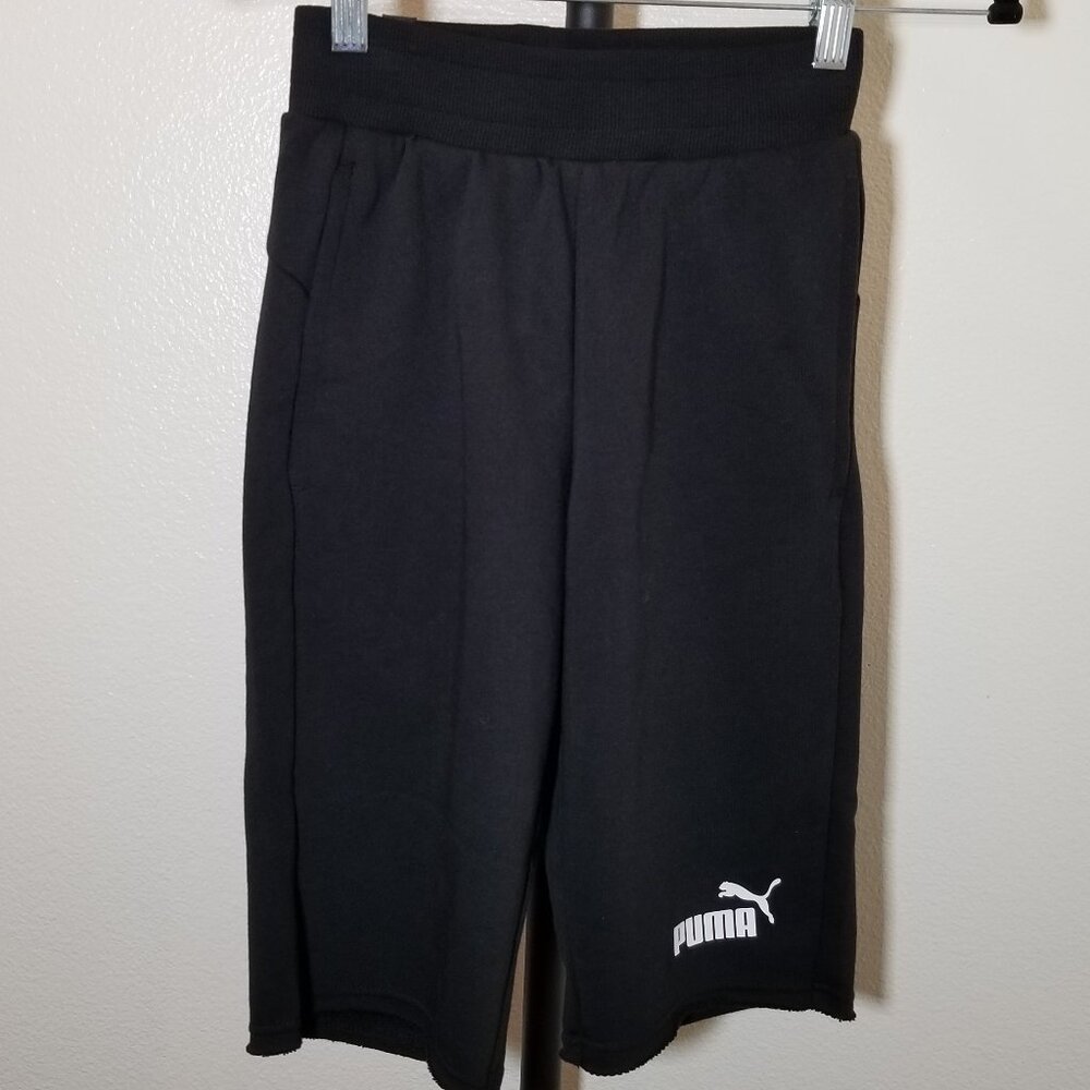 Puma Womens XXS Black French Terry Shorts 12" Inseam Pockets Gym Workout NWT